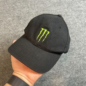 Monster Energy Hat Cap Strap Back Black Green Logo Embroidered Mens Baseball